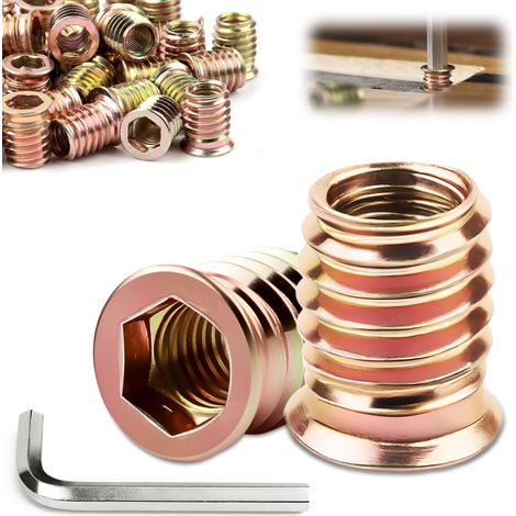 Insert Fileté Bois M6x20mm Écrous à Visser 25 Pièces (1/5)