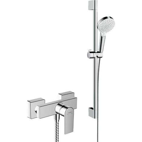 Hansgrohe Vernis Shape Pack Duschmischer + Duschset Crometta Vario 0,65m, weiß/verchromt (71650000-Crometta)