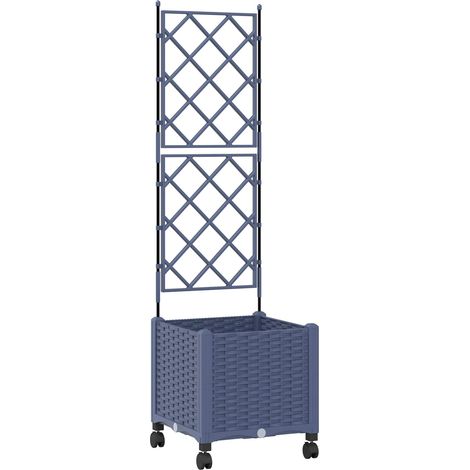 Maison Exclusive - Vaso da giardino con grigliato e ruote Grigio 40 x 40 x 149 cm (1/5)