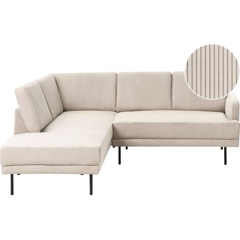 Divano imbottito angolare destro 4 posti con gambe in metallo beige Schienale imbottito Breda
