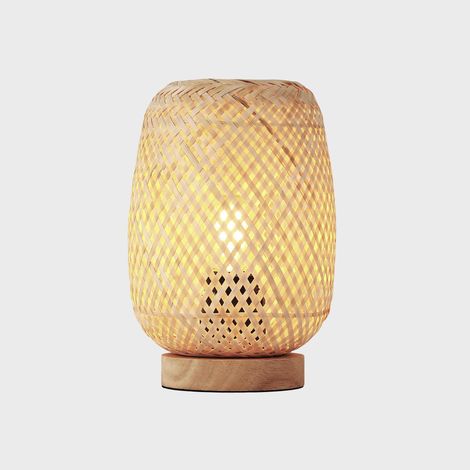 Lámpara De Mesa De Mimbre Y Madera "Ruka" - E27 (1/5)