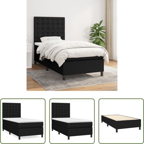 Matratze - Boxspringbett mit Matratze Schwarz 100x200 cm Stoff (1/5)