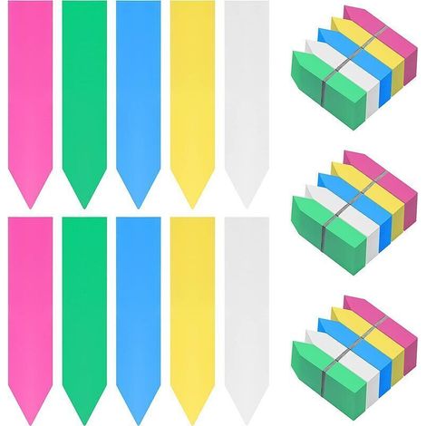Multicolor Plastic Garden Labels (500 Pack) - 10 x 2cm - 5 Color Waterproof Garden Sign/Garden Label for Nursery, Seeds, Plants and Herbs, MUMU (1/4)