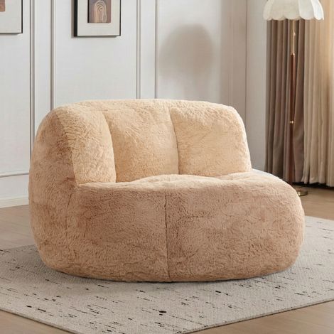 Pouf poire géant, en fausse fourrure, multicolore (1/5)