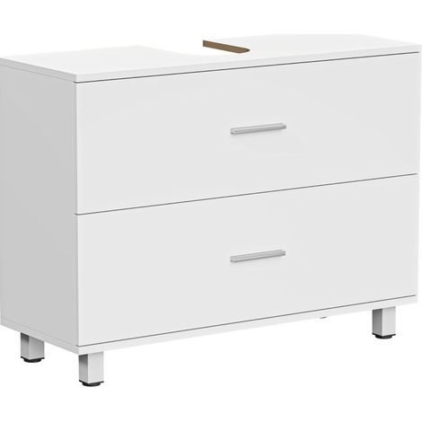 Mueble de baño bajo lavabo moderno blanco con 2 cajones 80 x 30 x 60 cm (1/5)