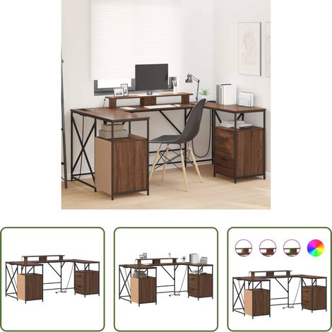 Bureau en bois d'ingénierie - Bureau Chêne brun 182 x 101 x 87,5 cm Bois d'ingénierie (1/5)