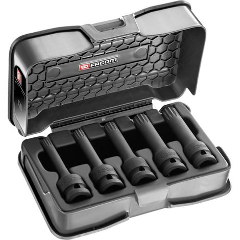 Facom – Coffret cliquet et douilles à chocs 1/2" TX – Set de 5 pièces – Pour visserie M10 à M18 – Anneaux de sécurité inclus (1/3)