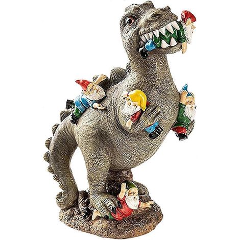 Gartenzwergfiguren, Außendekoration, Dinosaurierfigur für den Garten, lustige Dekofigur für draußen, Harzskulptur, Drachenfigur für Terrasse und Rasen