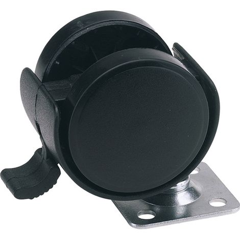 Draper 65463 Twin Nylon Plate Castor with Brake, 40mm Diameter, S.W.L. 25kg (1/5)