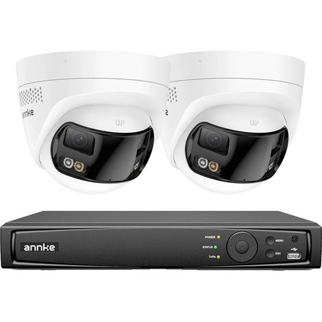 Cámara de seguridad, resolución de 8 MP, vista panorámica de 180 grados, 2 cámaras (B), 1 batería (A) (1/2)