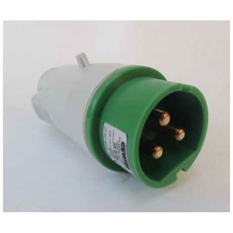 Fiche Prise Mobile 3P 32A 24/42V male verte Droite Protégée IP44 11 étanche GEWISS 60080