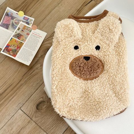 Jersey para perros, Cómodo jersey de lana de invierno, Abrigo de peluche para cachorros, Ropa de abrigo para clima frío (Albaricoque, talla M) (1/5)