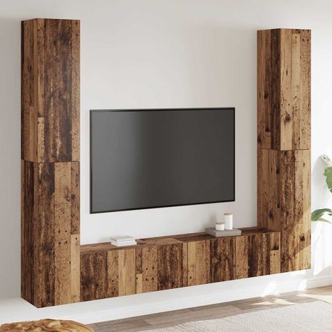 Meubles TV muraux 6 pcs vieux bois bois d'ingénierie (1/5)