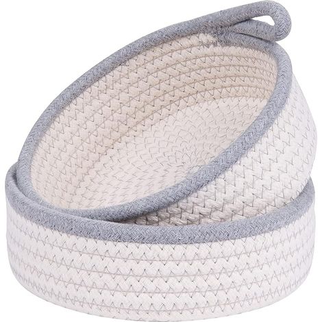 Lot de 2 Panier en coton, design tressé, rangement jouets, décoration chambre enfant (1/5)
