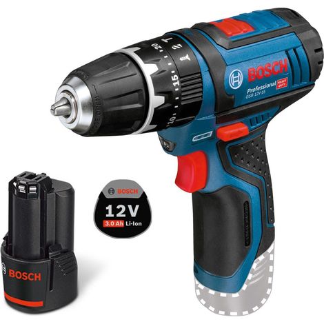 Bosch perceuse-visseuse à percussion GSB 12V-15 / 1x batterie 3,0 Ah