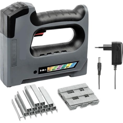 5-in-1 cordless staple gun, 3.6V rechargeable electric stapler with 2000 staples and nails, upholstery staple gun
