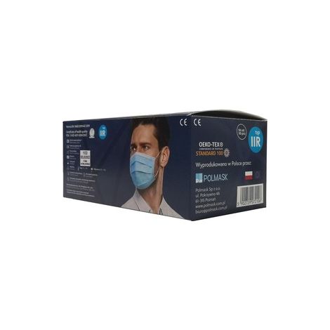 Mascherina medica Polmask - 50 pezzi, protezione a 3 strati, filtro BFE ≤98%