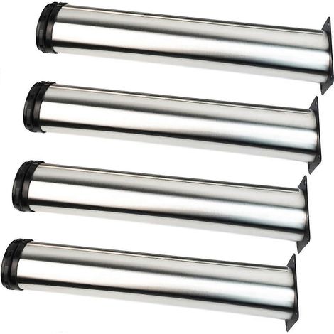 Höhenverstellbare Möbelbeine, 4er-Pack, 450 mm, Edelstahl, DIY-Couchtischbeine – Höhenverstellbar (Gesamt: 450–465 mm) – mit Schrauben (300 mm Durchmesser, 50 mm Durchmesser) – Silber