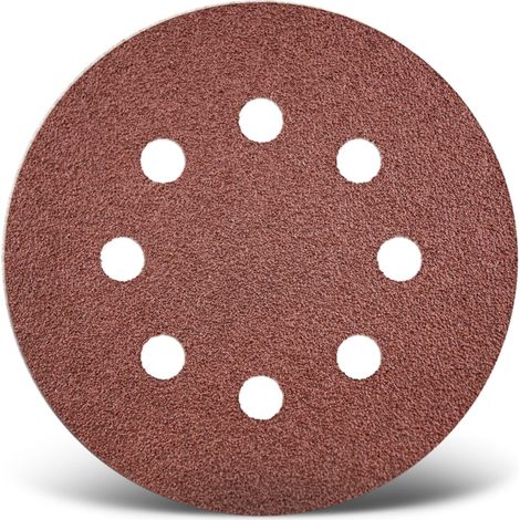 MENZER Red Disques abrasifs auto-agrippants, 125 mm, 8 trous, p. Ponceuses excentriques, Corindon normal (Lot de 50) G100