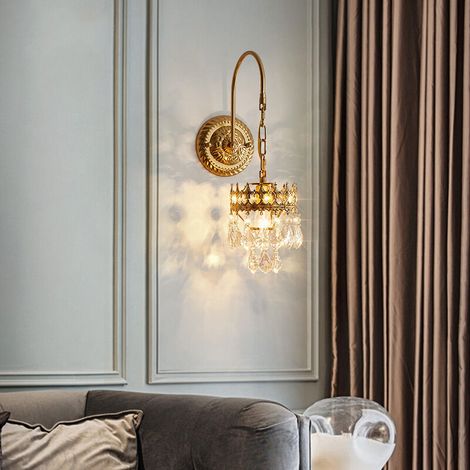 Applique da parete in vetro di cristallo - Lampada da parete in stile boho vintage, illuminazione decorativa per interni per soggiorno, bagno, camera da letto, corridoio, toeletta (tre colori) (1/4)