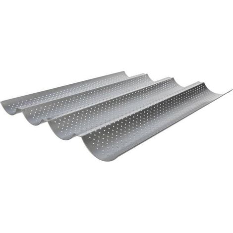 Moule pour 4 baguettes - Anti-adhésif - Plaque à pain perforée (1/3)
