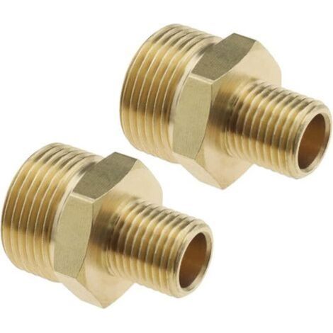 2pcs Pressure Washer Adapter M22x1.5 Male Thread to G1/4 Inch Male Nipple Cap Brass Fitting Reducer Hose Fitting Adapter Connector (1/5)