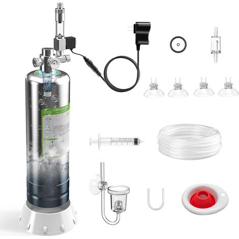 Système de CO₂ amélioré pour Aquarium avec Accessoires complets, kit générateur de CO₂ avec solénoïde intégré et Compteur de Bulles, soupape de sécurité, Interrupteur Principal pour (2.5L) (1/5)