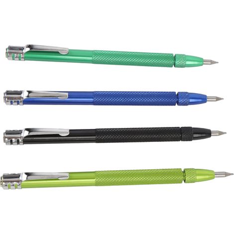 Lot de 4 stylos à tracer magnétiques avec règle, outil de marquage en carbure de tungstène pour carrelage, verre, marbre, pierre et métal. (1/5)