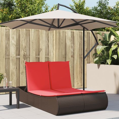 Teenpull – Doppel-Sonnenliege mit Auflagen Braun Poly Rattan (1/5)