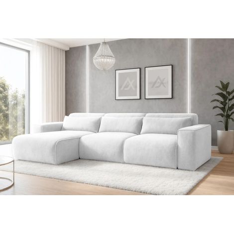 AX LIVING Wohnlandschaft mit Schlaffunktion Ruyam Perlweiß Sofa L