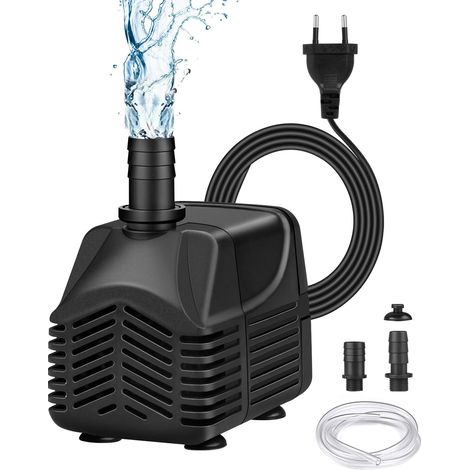Pompe à Eau Immergée 25W, 220V, 1500 L/H Pompe Aquarium Silencieuse Pompe Submersible pour Aquarium, Petites Fontaine de Jardin avec 2 Buses 1,5M Tuyau (1/5)