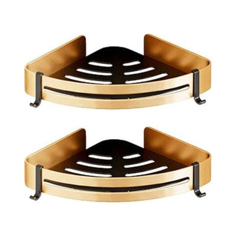 Lot de 2 Etagère de Douche d'angle sans Perçage Etagère Salle de Bain Adhésif Acier Inoxydable Triangle Panier Rangement pour Shampoing Savon avec Crochets (1/5)