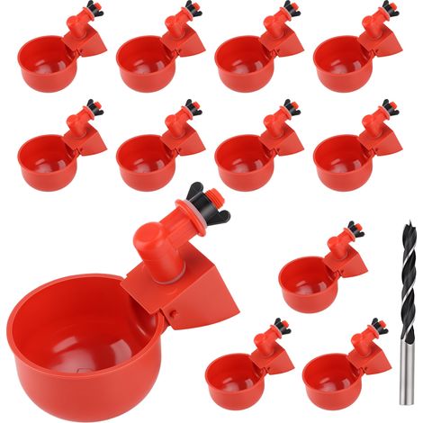 12PCS Abreuvoir Automatique Poule, Volailles Distributeur Eau, Foret 3/8" (1/5)