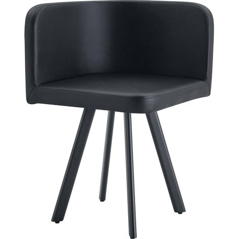 Silla de comedor de PU, diseño moderno minimalista, asiento cómodo, estructura de metal, negro (1/5)