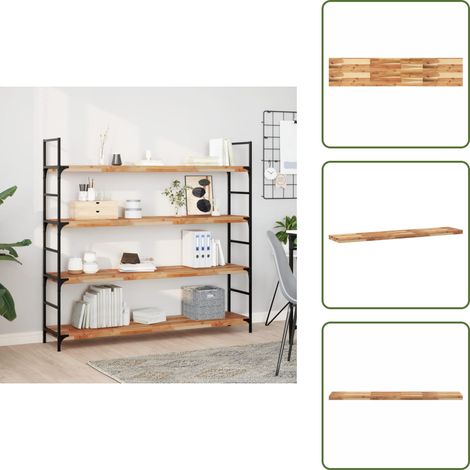 The Living Store Étagère flottante 160x30x4 cm acacia massif finition à l'huile - Étagère Murale - Étagère Flottante - Meuble Décoratif - Rangement Mural - Bibliothèque Murale (1/5)