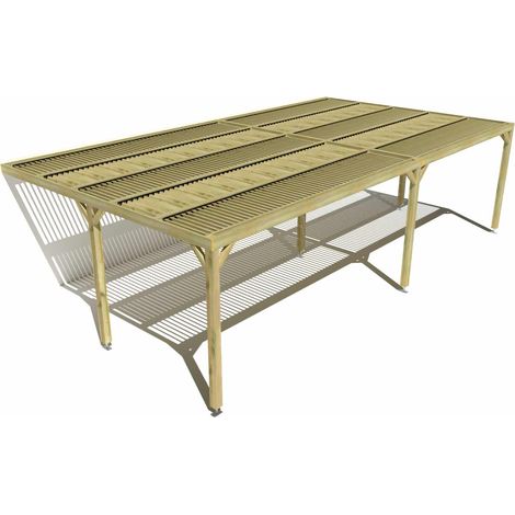 Pergola bois • 9m x 5m • adossée • sens largeur • lames orientables bioclimatiques incluses • livraison comprise (1/3)