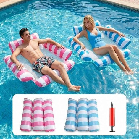 Matelas de piscine gonflables pour adultes, lot de 2 matelas épais, robustes, en PVC antiadhésif avec assise en filet (1/5)
