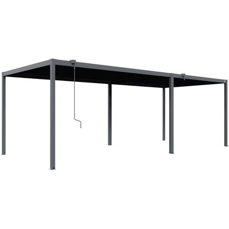 PRIMEYARD Pergola 3x7 m Pfosten und Lamellendach aus Stahl - anthrazitfarbene Terrassenüberdachung