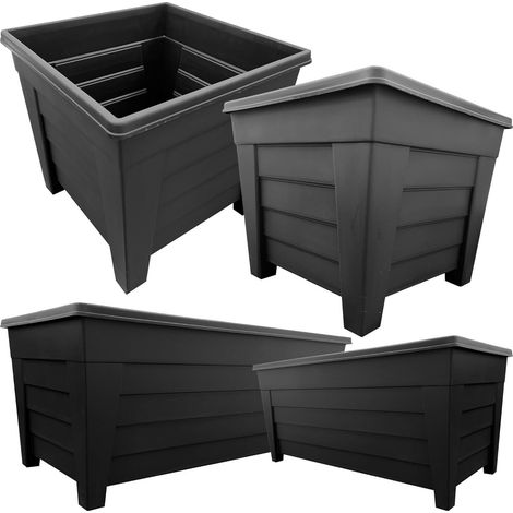4 x Each Black Grosvenor Square 33cm & Long Grosvenor Troughs 55cm Planter Sets