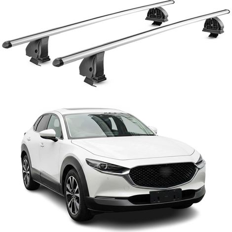OMAC Barres de toit transversales en aluminium pour Mazda CX-30 2020-2026 – TÜV / DIN 75302:2019 – Antivol inclus – Charge max 75 kg – 2 barres – Gris (1/5)