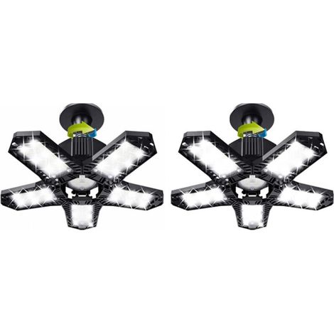 Lot de 2 Plafonniers LED Réglables 120W 12000lm pour Garage Atelier E26/E27 (1/4)