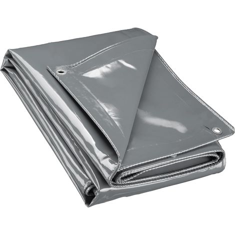 1 Bâche De Camion 4x5m Grise 650g/m² Polyester PVC Œillets Inox Protection Intempéries Transport (1/5)