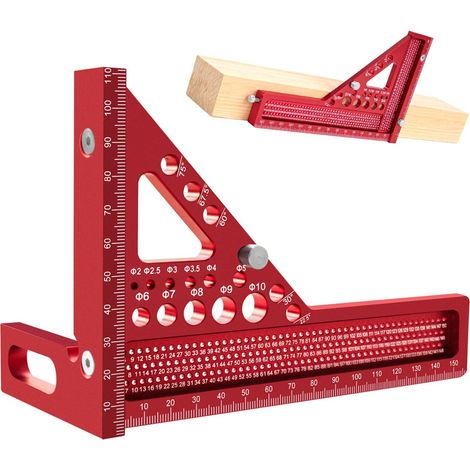 Règle de mesure multi-angle 3D en alliage d'aluminium, 22,5 à 90 degrés, règle de marquage de perçage et équerre pour le travail du bois (1/5)