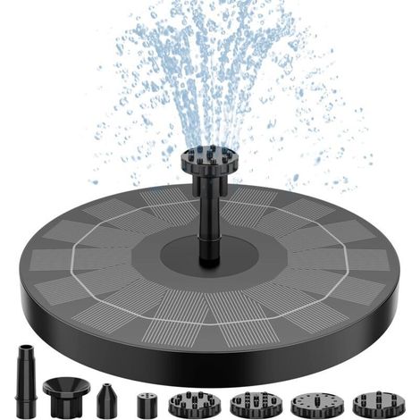 Pompa per abbeveratoio per uccelli ad energia solare da 2,5 W – 8 ugelli regolabili, altezza 17 cm, ideale per giardini, laghetti o piscine
