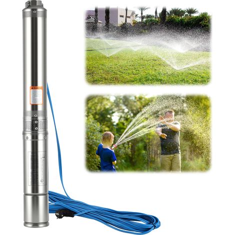 Randaco Pompe de puits 750W Pompe Immergée pour Puits Profond, 4000 L/h, Hauteur 67 m, Câble 20 m, Pompe de Puits en Inox