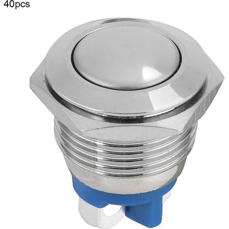 40 interrupteurs à bouton-poussoir momentanés étanches en métal de 16 mm, à réarmement automatique et à tête ronde, à 2 broches (1/5)