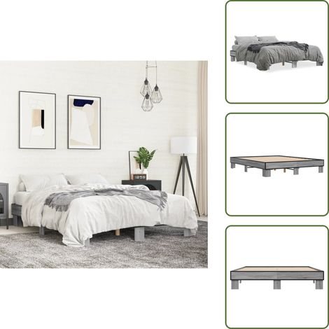 The Living Store Cadre de lit sans matelas sonoma gris 150x200 cm - Cadre De Lit - Lit Double - Sommier - Bois D'ingénierie - Lit Design