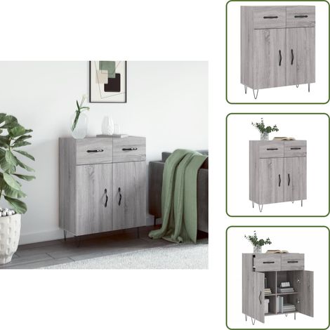 Sideboard Grau Sonoma 69,5x34x90 cm Holzwerkstoff - Schreibtisch - Wohnzimmermöbel - Sideboard - Grau - Modernes Design (1/5)