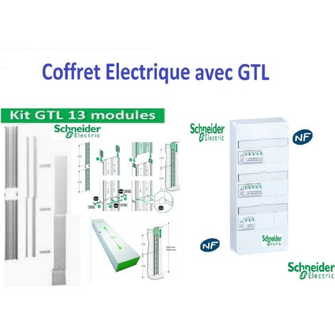 Schneider Electric – Coffret électrique 3 rangées 63A – 2 inters diff 30mA Type A et AC – Montage apparent sur mur – 13 modules – Label NF