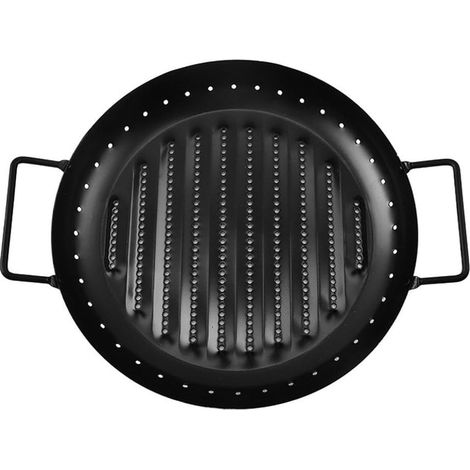 Plateau rond en acier au carbone pour barbecue - Panier de cuisson portable pique-nique et camping Structure maille (1/5)